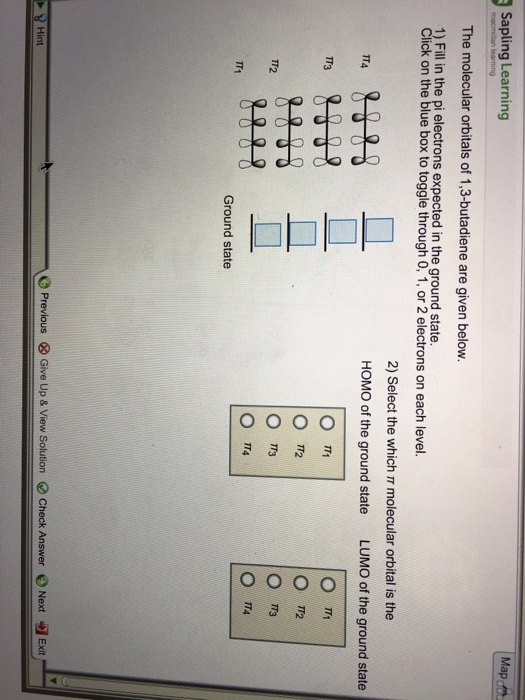 The molecular orbitals of 1, 3-butadiene are given