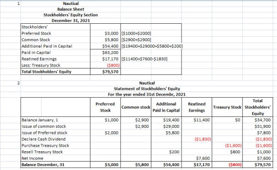Nautical 1 Balance Sheet Stockholders Equity Section December 31, 2021 Stockholders Preferred Stock Common Stock $3,000 [$10