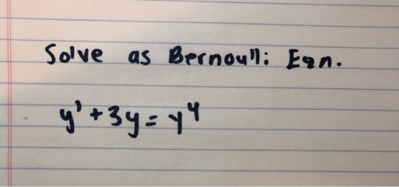 Solve as Bernoulli Ean. y+3y=y