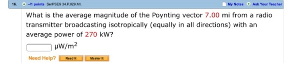 What is the average magnitude of the Poynting vect