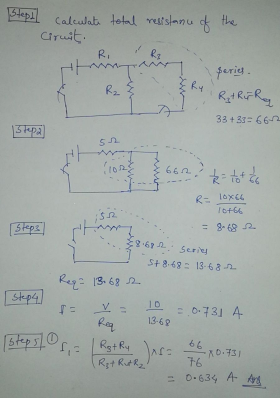 Stepul calculate total resistance of Ciruit. the series. Rat Rura 33+33=6602 Stepa 52 102 6622 tot 56 R= 10866 10+66 SR Steps