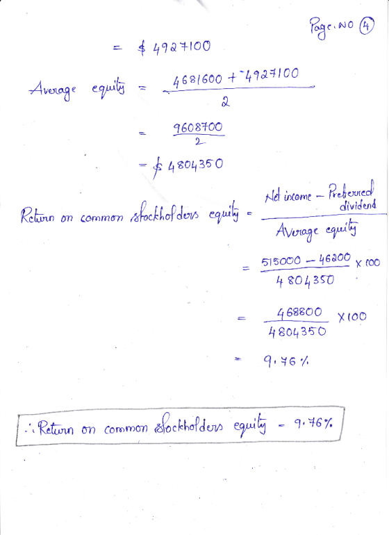 Calculate The Payout Ratio Earnings Per Share And Return On Common