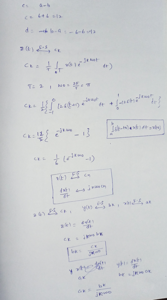 a-b ca 6+6 =12 d- als b-a = – 6-6=-12. 2 (t) FS, ck (k = + 1, 2(61 Ik not ot) T= 2, wo = 211 = Ck= }} *1256+1) abruotojo + fu
