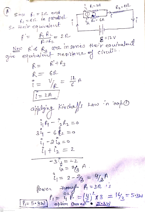 Ri=3R 4 R3=4R uuni Sinu R: = 312 and -612 in parallel So their equivalent ₂ R2=GR R, R² = 2R E = 12 V R + R3 1 = v /R YR R R2