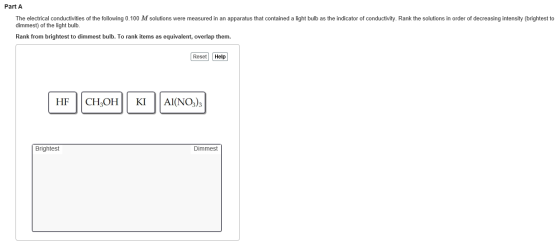 The electrical conductivities of the following 0.1