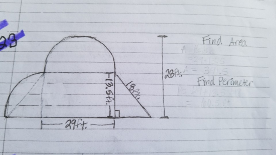 20 12897.1 = 3-5 A Find Perimeter Find Area 13.5ft. 29ft. —