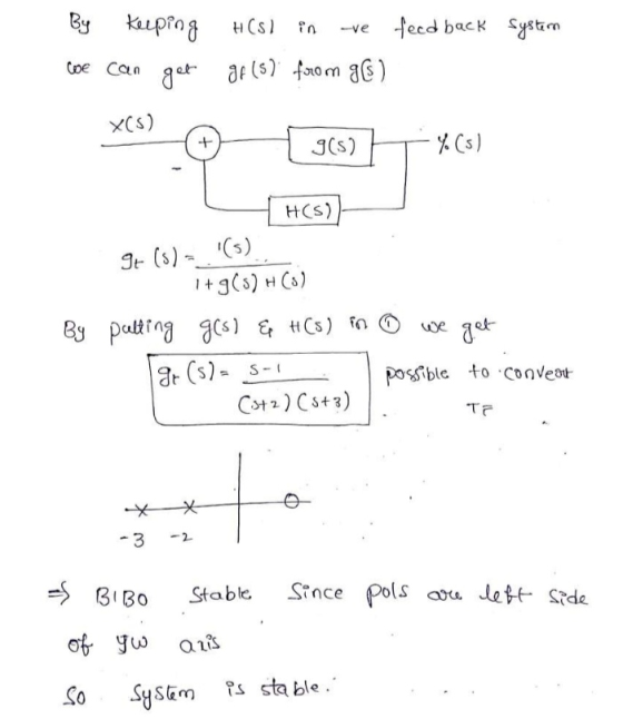 system By keeping we can get X(s) H(si in ave feedback gf (5) from gG) 0 [g(s) % (s) X(S) 9(5) y (5) H(S) 9t (s) = (5) 1+ g(s
