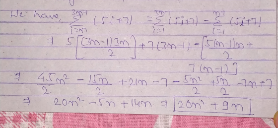 We have trit) 3nt im 1 127 2 (50+7) = (sit) - (5177) (3M-11.3m ) +76?m=1) - [5 (1) 7 (n-17] 45 m² - 150 +21m -7-502 +50 7nt?
