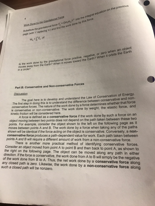 Work Done by the Govtational Force bute the gravitational force G m./r into the integral equation on the previous genith Y re