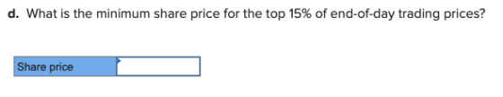 d, what is the minimum share price for the top 15% of end-of-day trading prices? Share price