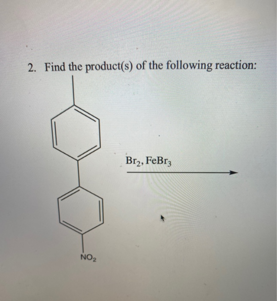 2. Find the product(s) of the following reaction: Br2, FeBrz NO2