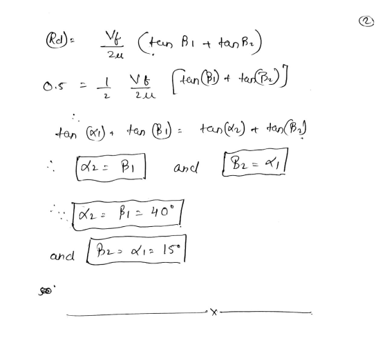 Rd). V (tean Al + tan B.) 0.5 = { varan (B) + teks)] بدع t dan (x1) + tan (B) = tan (22) dan (B) 02 B and [82 =21 40° 22: BI