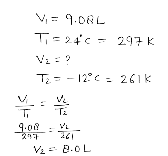 V - 9.08 T = 24c = 297 K Ve = ? TD = -12°C = 261k 뷰 옷을 V = 80L