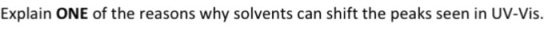 Explain ONE of the reasons why solvents can shift the peaks seen in UV-Vis.