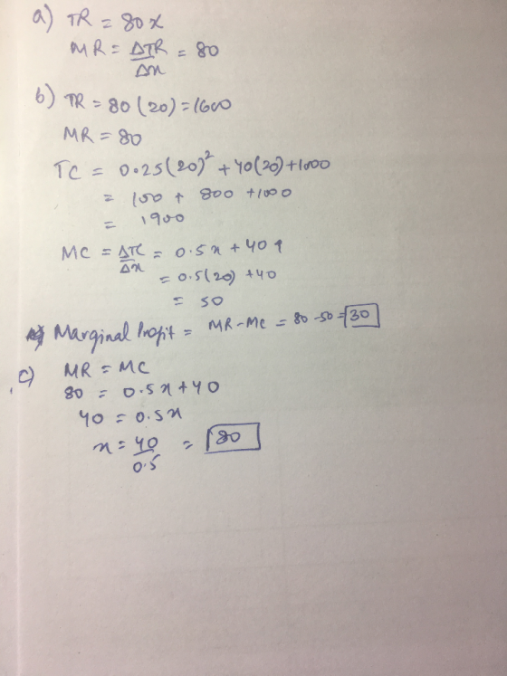 b) TR 80 20) lovo Te o-25(20) +10(2 )+1000 = 30