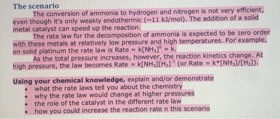 The scenario The conversion of ammonia to hydrogen and nitrogen is not very efficient, even though its only weakly endotherm