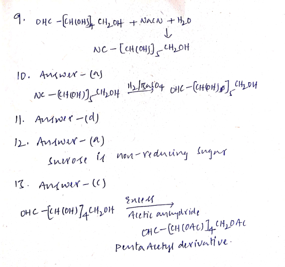 онс -снонз сн, оң NC CH(0HH,OH ID. Anwer - a ag04 HC-CtoH)s]4,0H NC-CHOH I A (d) 12 AuAWur (A) inwose non-veduiny lngnr 7. An