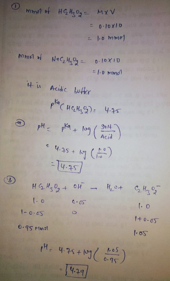 mmel of H 0 MYV 0.10x1b 10 mme Mmst NaHO2 O.10XID - .0 mmol t iu Acidic bufer Sa14 Acid +st h +9H9H . 0 1-0.65 1+ 0-05 0.95 M