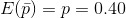 E(\bar{p})=p=0.40