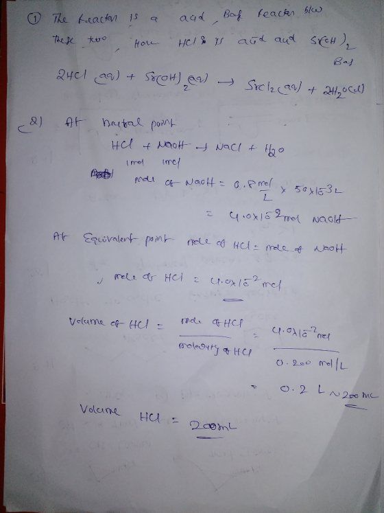 The these teactan is a two Hore aad Bok reactar blow Helur and and SECH), Bas 24el aq) + Socolt) ea - Srola (aq) + 240 (l) d)