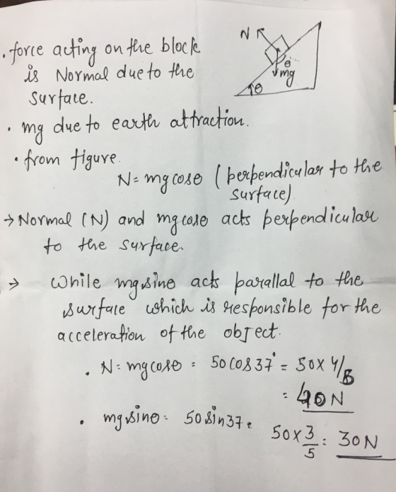fore ainy on the blok iNomal due to the Surtate mg due to e ro uye surtace) うNorweQ (N) and ing tale achs f extend icular, to the suyface ni le mpaine, ack トatallal to the s untae ushich nesponsible for the a cceleration of the obj ect .5