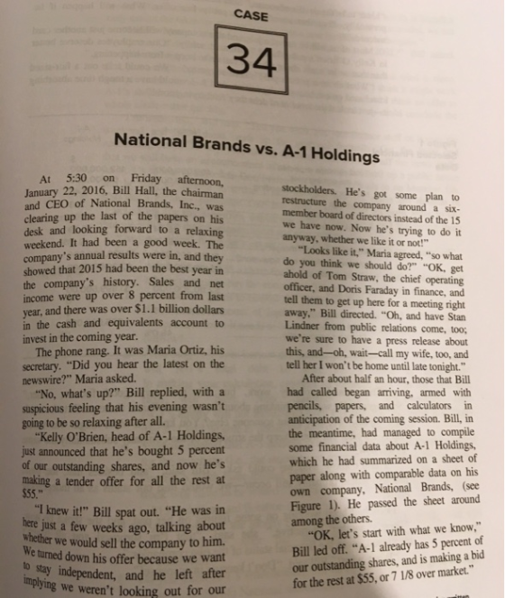 CASE 34 National Brands vs. A-1 Holdings Friday afternoon, 5:30 At on stockholders. Hes got some plan restructure the compan