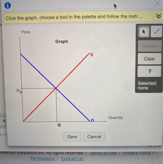 i « Click the graph, choose a tool in the palette and follow the instr... Price Graph Delete S Clear ? Selected: none PM Qua