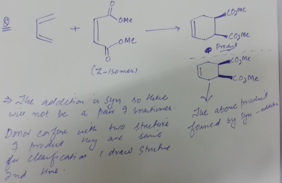 Acome ome Come ome a Produt (Z-Isomer) (0, Me come aboue product » The addition is syn so there will not be a pair q enantiom
