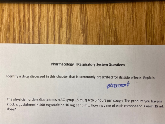 Pharmacology Il Respiratory System Questions Identify a drug discussed in this chapter that is commonly prescribed for its si