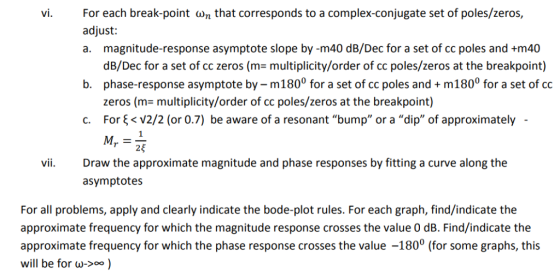 For each break-point wn that corresponds to a complex-conjugate set of poles/zeros, adjust: a. magnitude-response asymptote s