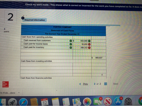 Check my work mode: This shows what is correct or incorrect for the work you have completed so far, it does ng - Required inf