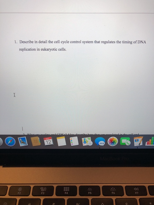 1. Describe in detail the cell cycle control system that regulates the timing of DNA replication in eukaryotic cells 12 20 F3