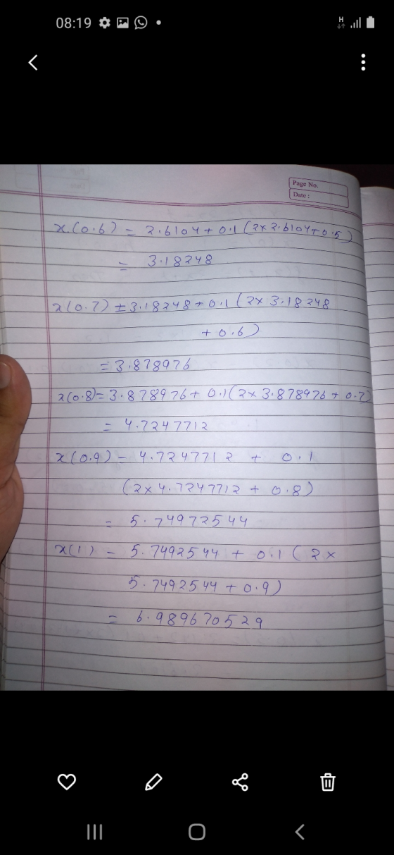 08:19 ... | Page No. Date: X.C016) २.610 ५ + 01 (२४ २, 6101765 3.18248 210.7) + 3,1824876। (२४ 3.18 २५४ + 6,6) -3,878976 2003
