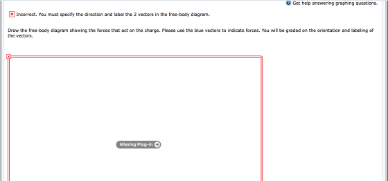 Get help answering graphing questions. XIncorrect. You must specify the direction and label the 2 vectors in the free-body di