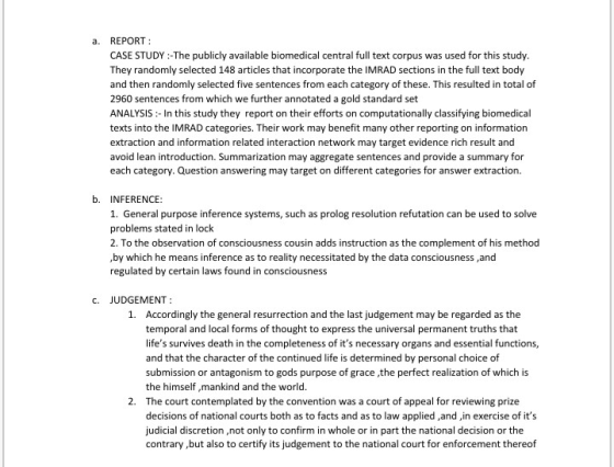 a. REPORT: CASE STUDY :-The publicly available biomedical central full text corpus was used for this study. They randomly sel