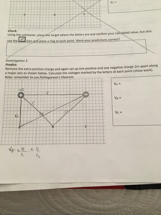 Vc A B Check: Using the voltmeter, place the target where the letters are and confirm your calculated value, but also use the