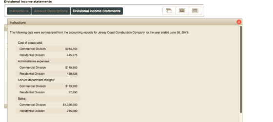 Divisional income statements Instructions Amount Descriptions Divisional Income Statements Instructions The following data we