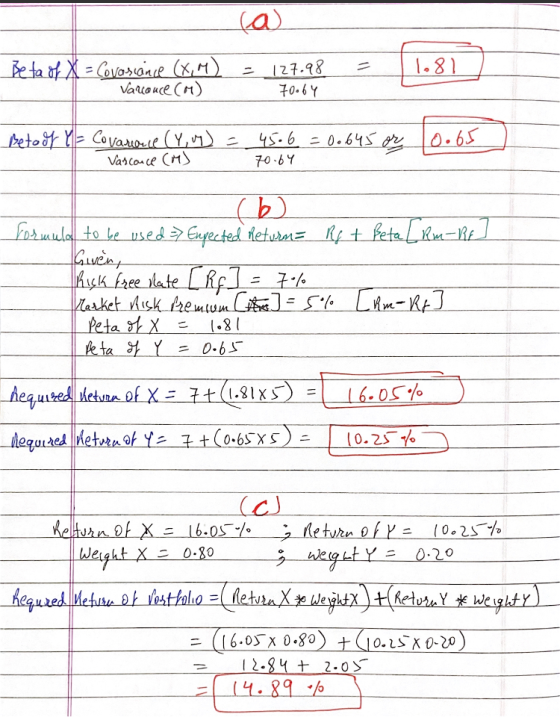 ca = 1. 81 Beta of X - Covariance (X, 1) Varouce (M) = 127.98 70.64 Betoof != Covariance (Y,0) = 4506 = 0.645 or Vasconce (M)