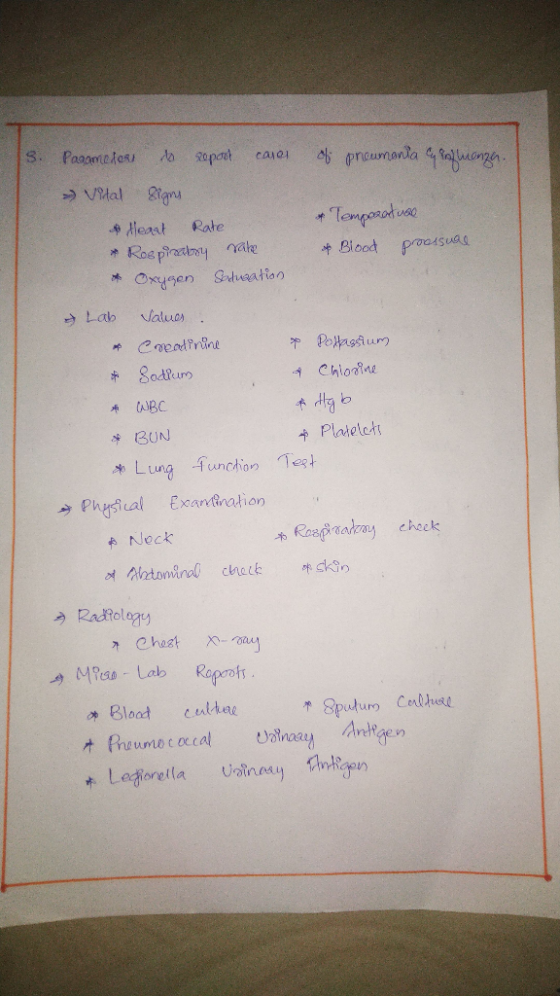 of preumonia Cyragmanza. Parameters to report cases » Vidal Signs & Heart Rate * Rospinabry rake * Oxygen Saugation * Tempoan