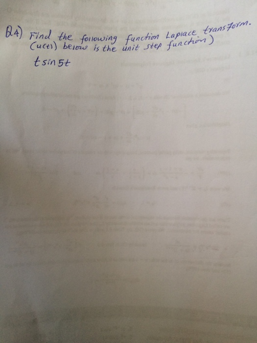 24) Find the following Laplace transform. lowing function Unit Step funchin) is the unit Cuct)) below tsin 5t step fun