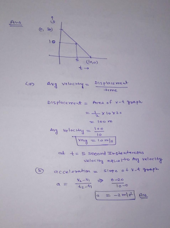 20) La Avg velDisplace me Ayq veloc Hme. Displacemeut= Area of v-t Avg velocity at t= 5 second-n sta n-nee us 12-t1