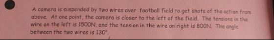 A camera is suspended by two wires over football field to get shots of the action from above. At one point, the camera is clo