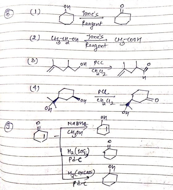 Tone (2) -Reagent HH-on Jones, CH₂ coon . Reagent P.lu con NaBn4 CHzon | H₂(109.) pdc Molexcoss?