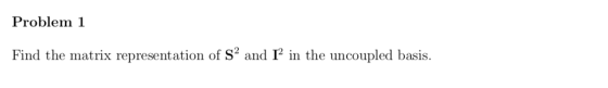 Problem 1 Find the matrix representation of Sand in the uncoupled basis.