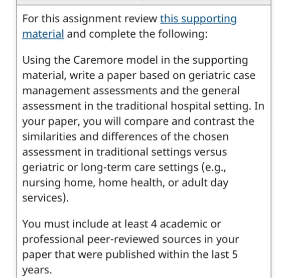 For this assignment review this supporting material and complete the following: Using the Caremore model in the supporting ma