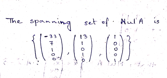 The spanning set of Nuli is A l 3 33 7 I