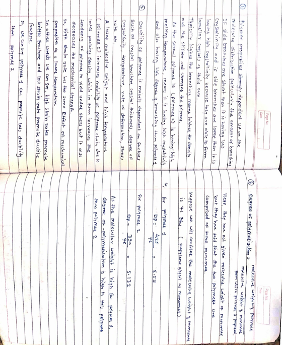 Page No Page 1 3 Degree of polymeçilchón 2 molecular weight a polymer molely! weight of monomer From which polymee is prepare