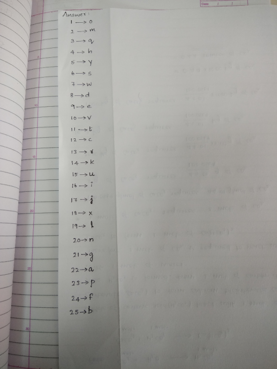 Answer: <re is tses o IX a. . ta X681 1661 207n 21 g 22-> 23 p 24f 25 b
