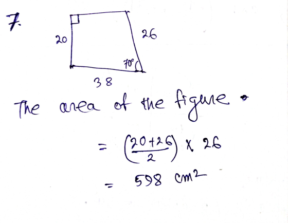 7 26 20 70°C 38 f The area of the figure a (20.429) * X 26 598 cm2