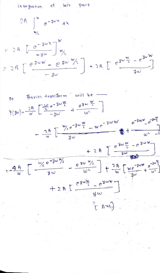 integration of latt Part DA I en un de e yw W - W 1-2 reww equ W e Lw m yw So ourier transform will be — Y[ Show) 2 months -